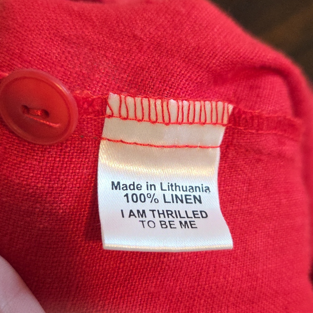 FLAX red linen A-line dress Sz M - Picture 6 of 8